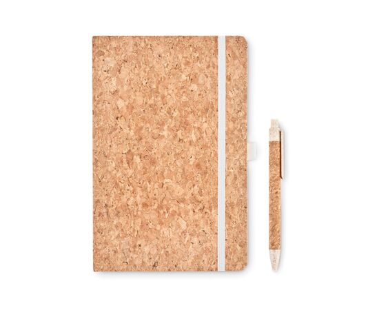 A5 kurk notitieboek balpen set Beige -  MO6202-13
