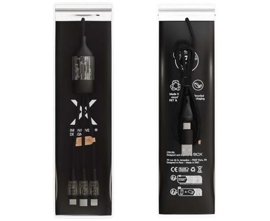 SCX.design C50 5-in-1 fast charging 100W/5A cable with digital display Noir - SCX.design 1PX16290