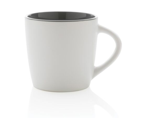 Ceramic mug with coloured inner 300ml White, Grey - XD Collection P434.003