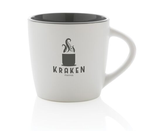 Ceramic mug with coloured inner 300ml White, Grey - XD Collection P434.003