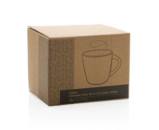 Ceramic mug with coloured inner 300ml White, Grey - XD Collection P434.003