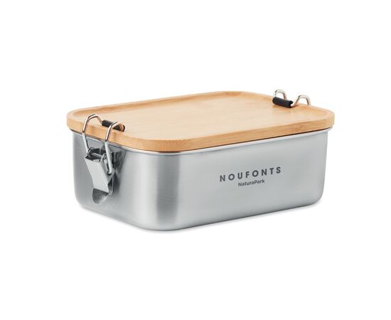 RVS lunchbox 750ML Hout -  MO6301-40