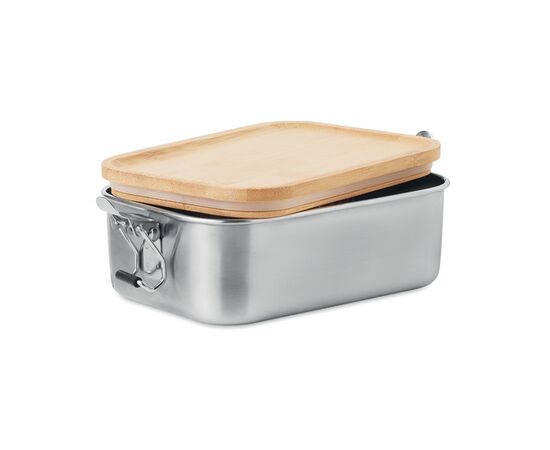 RVS lunchbox 750ML Hout -  MO6301-40
