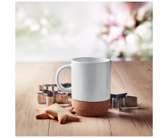 Sublimatie mok met kurk detail Wit -  MO6323-06