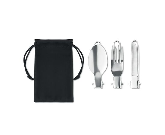 3-delig kampeerbestek set Zwart -  MO6359-03