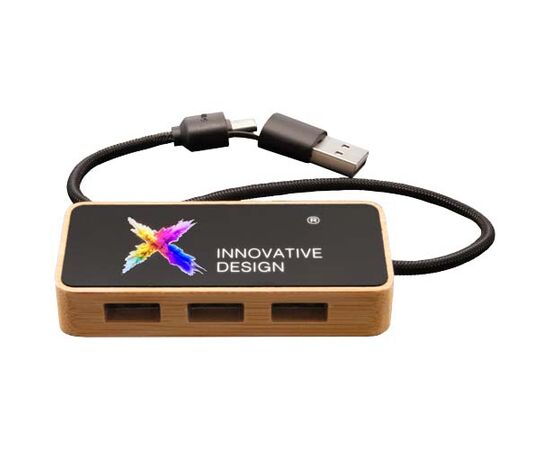 SCX.design H21 8-in-1 wooden USB hub with dual input and 6 ports Wood - SCX.design 1PX19971