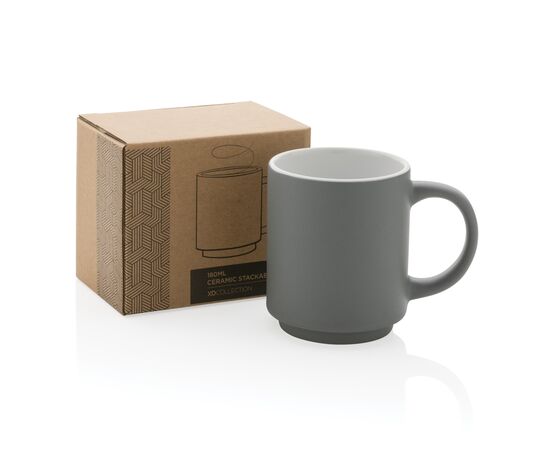 Keramische stapelbare mok 180 ml Grijs - XD Collection P434.072
