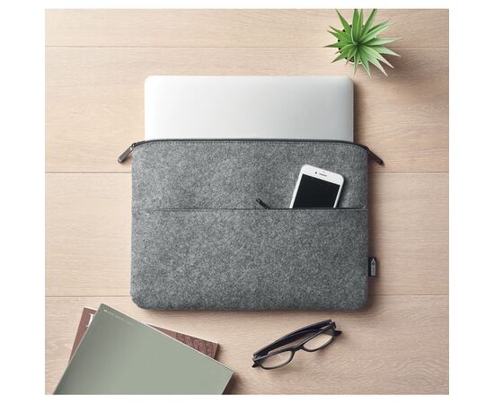 RPET felt zipped laptop bag Grey -  MO6419-07