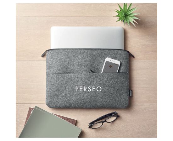 RPET felt zipped laptop bag Grey -  MO6419-07