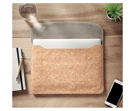 Cork laptop bag magnetic flap Beige -  MO6448-13