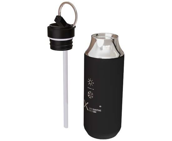 SCX.design D12 500 ml insulated stainless steel water bottle with straw Black - SCX.design 1PX22590