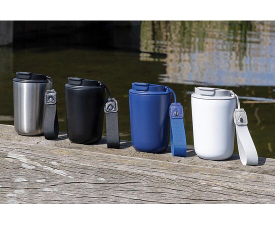 Cuppa RCS re-steel vacuum tumbler with lanyard Silver, Black - XD Collection P435.022