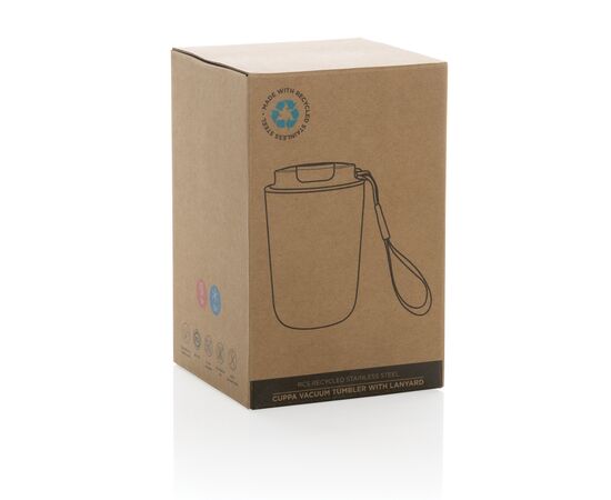 Cuppa RCS re-steel vacuum tumbler with lanyard Silver, Black - XD Collection P435.022