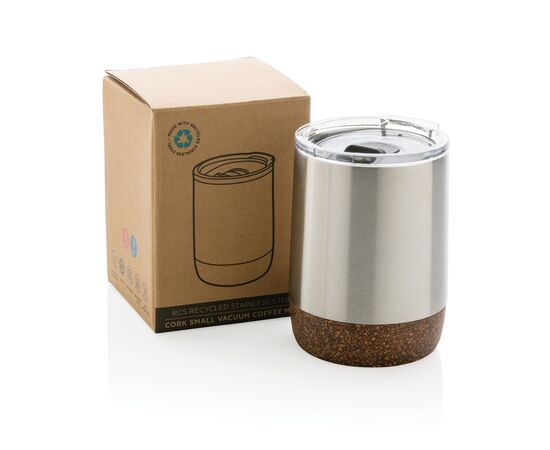 Kleine Vakuum-Kaffeetasse aus RCS rSteel & Kork Silber - XD Collection P435.052