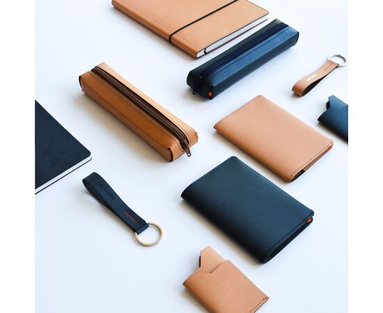 Recycled Leather Passport Holder Dark blue - Made Out Of W14032