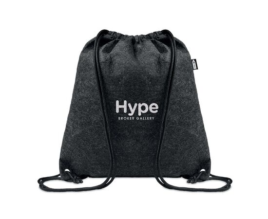 Sac à cordon en feutre RPET Gris foncé -  MO6463-15