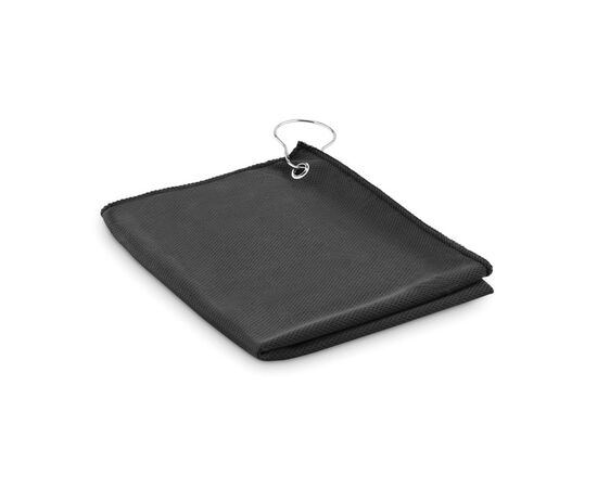 RPET-Golfhandtuch mit Haken Schwarz -  MO6526-03