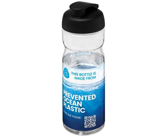 H2O Active® Eco Base 650 ml flip lid sport bottle Transparent, Black - Unbranded 21009791