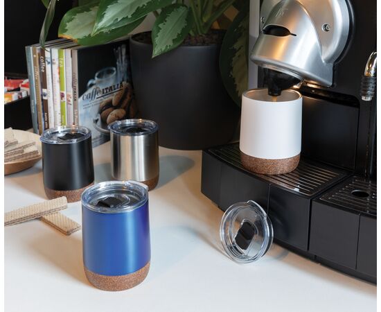 Petite tasse à café en liège et acier recyclé RCS Bleu - XD Collection P435.055
