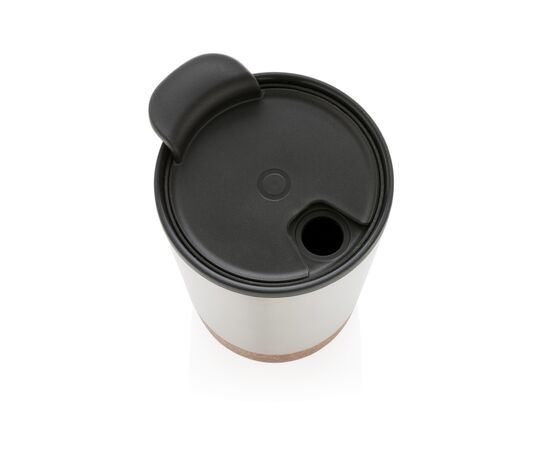 GRS gerecycled PP en roestvrijstalen kurk koffiebeker Zilver - XD Collection P435.072