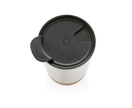GRS gerecycled PP en roestvrijstalen kurk koffiebeker Zilver - XD Collection P435.072