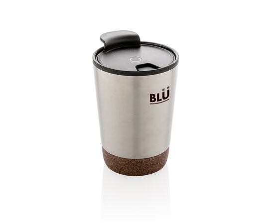 GRS gerecycled PP en roestvrijstalen kurk koffiebeker Zilver - XD Collection P435.072