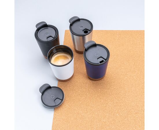 GRS gerecycled PP en roestvrijstalen kurk koffiebeker Zilver - XD Collection P435.072