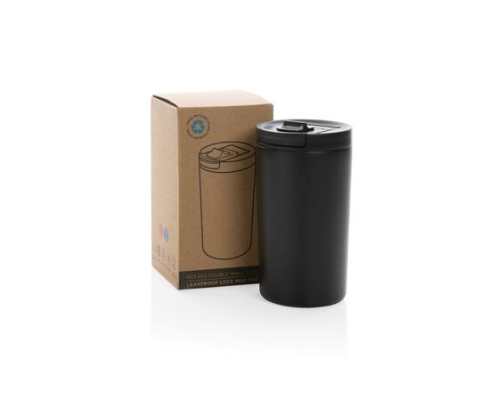 RCS gerecycled roestvrijstalen vacuüm lekvrije mok Zwart - XD Collection P435.091
