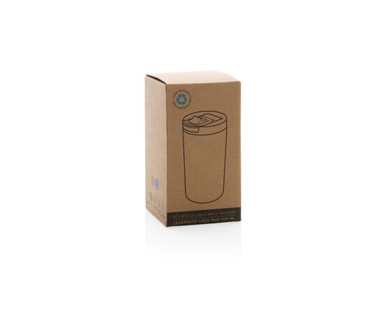 RCS gerecycled roestvrijstalen vacuüm lekvrije mok Zwart - XD Collection P435.091