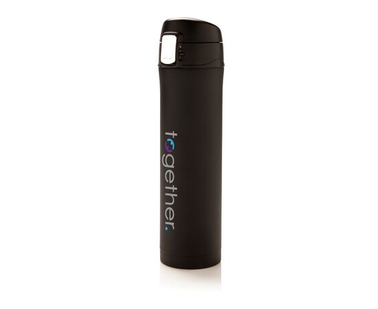 Easy Lock Vakuum-Flasche aus RCS recyceltem Stahl Schwarz - XD Collection P435.501