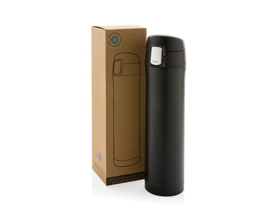 Easy Lock Vakuum-Flasche aus RCS recyceltem Stahl Schwarz - XD Collection P435.501