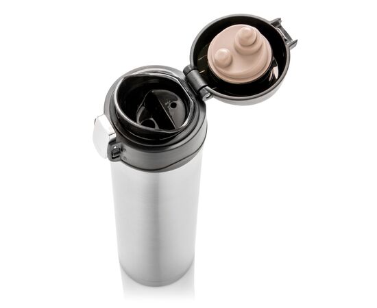RCS gerecycled roestvrijstalen easy lock thermosfles Zilver - XD Collection P435.502