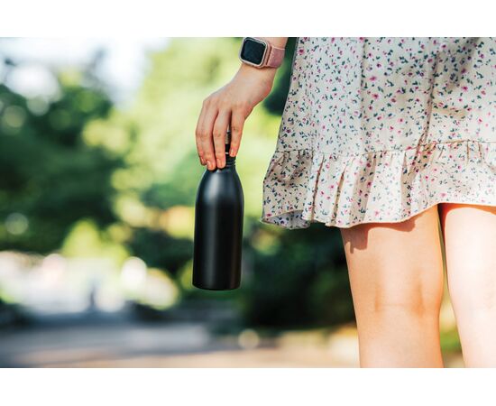 RCS gerecycled roestvrijstalen luxe waterfles Zwart - XD Collection P435.711