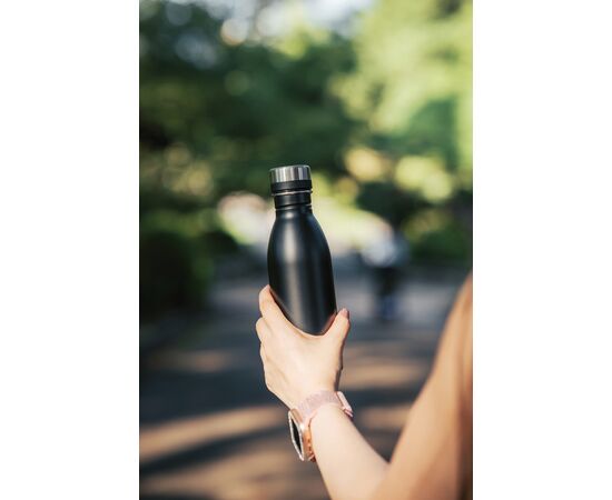 RCS gerecycled roestvrijstalen luxe waterfles Zwart - XD Collection P435.711