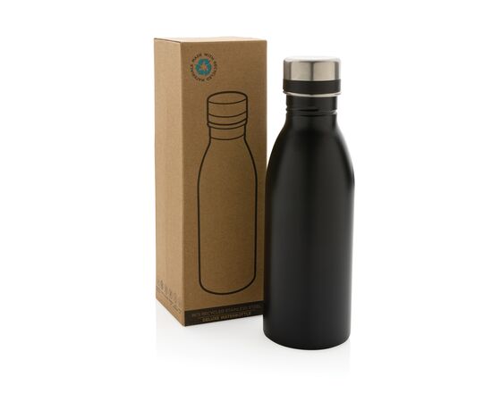 RCS gerecycled roestvrijstalen luxe waterfles Zwart - XD Collection P435.711