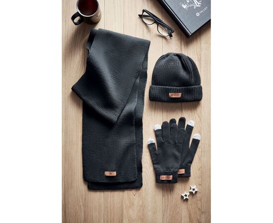 Set  3 pièces d'hiver en RPET Noir -  MO6651-03