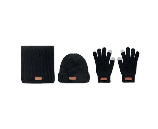 Set  3 pièces d'hiver en RPET Noir -  MO6651-03