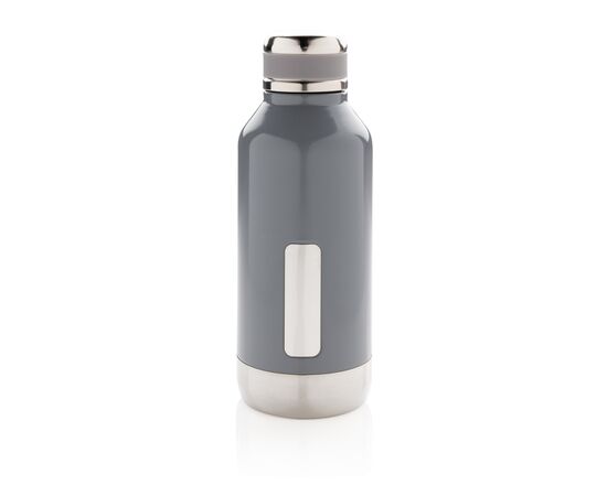 Leak proof vacuum bottle with logo plate Grey - XD Collection P436.672