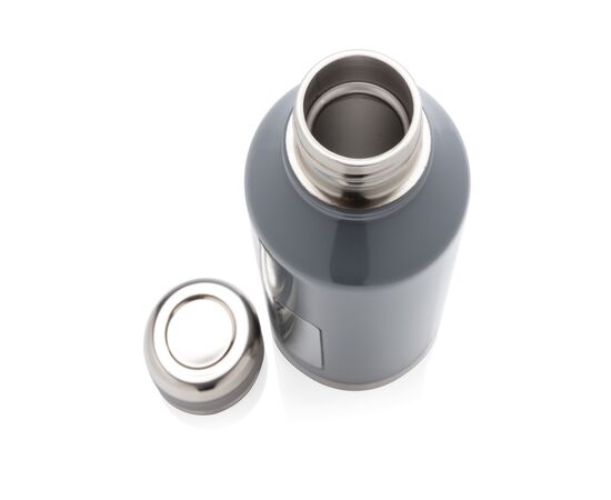 Leak proof vacuum bottle with logo plate Grey - XD Collection P436.672