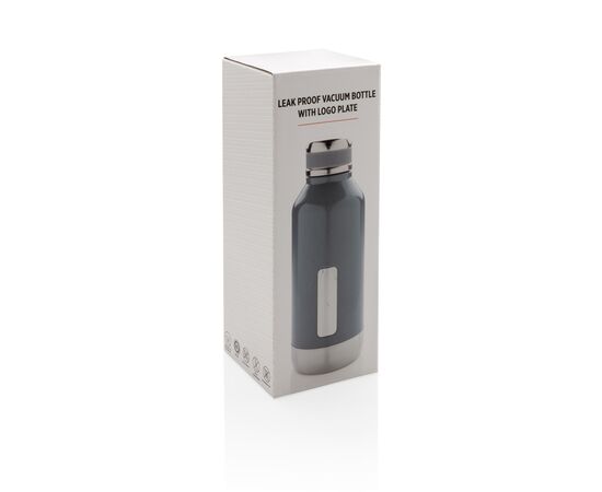 Leak proof vacuum bottle with logo plate Grey - XD Collection P436.672