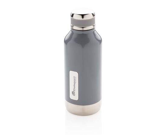 Leak proof vacuum bottle with logo plate Grey - XD Collection P436.672