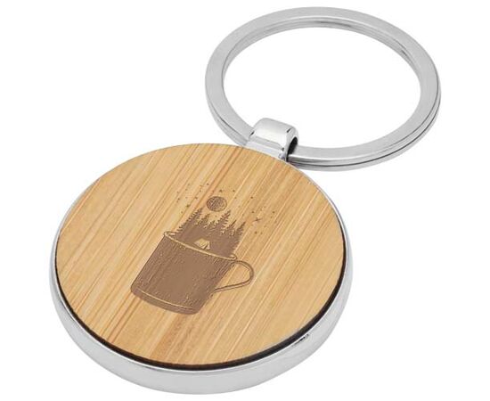 Nino bamboo round keychain Natural  - Unbranded 11812571
