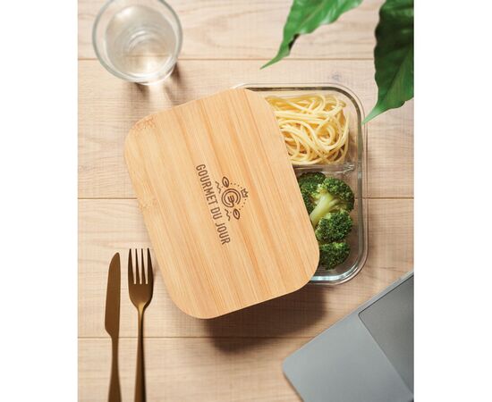 Glazen lunchbox bamboe deksel Transparant -  MO6973-22
