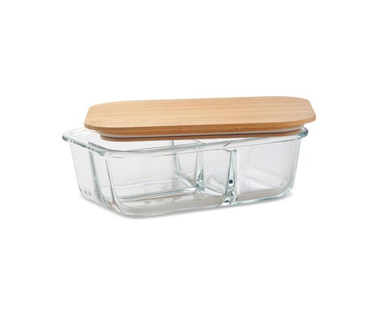Glazen lunchbox bamboe deksel Transparant -  MO6973-22