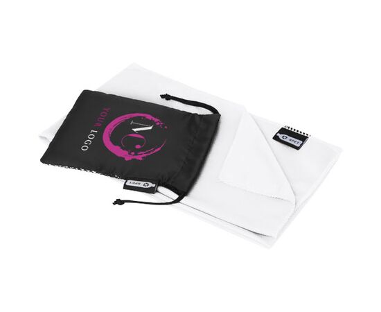 Serviette de sport rafraîchissante en PET recyclé Raquel avec pochette 80 x 30 cm Blanc - Unbranded 12500101