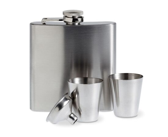 Flacon de poche avec gobelets Argent mat -  MO8321-16