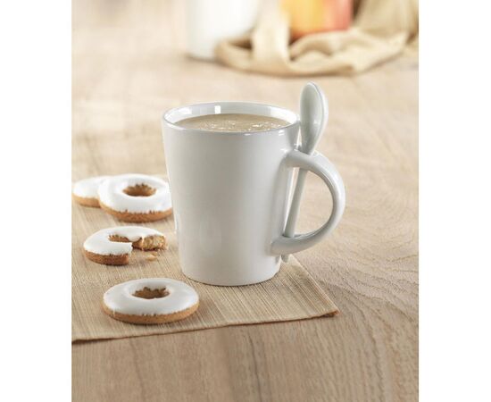 Sublimatie mok met lepel Wit -  MO8442-06 Sublimatie mok met lepel Wit -  MO8442-06