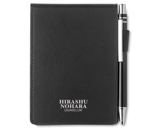 A7 notepad in PU pouch w/pen Black -  MO8554-03