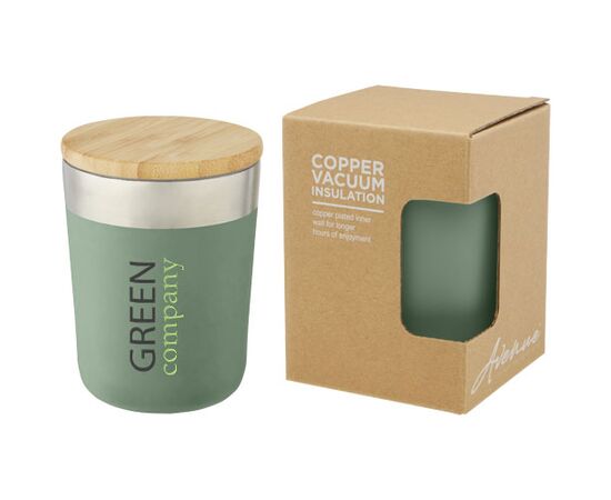 Lagan koperen vacuüm geïsoleerde roestvrijstalen beker van 330 ml met bamboe deksel Heather groen - Unbranded 10067062