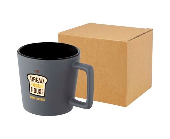 Cali keramische mok van 370 ml met matte afwerking Zwart, Mat grijs - Unbranded 10090090